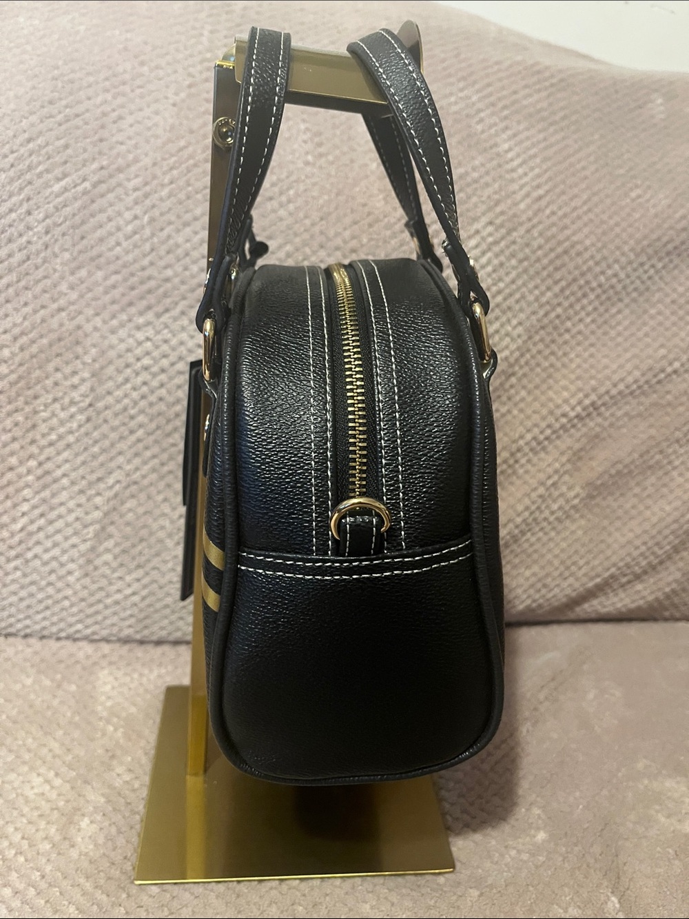 Von Dutch Black Mini Dome Handbag with Gold Logo Script - Picture 5 of 7